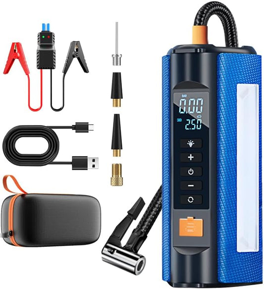 10000Mah Emergency Car Jump Starter with Air Compressor Battery Peak Current 1000A Battery Pack Car Rescue Starting Power Bank - Homevor