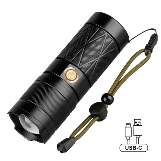 30W LED Rechargeable Strong Light Bouble Head Flashlight Aluminum alloy - Homevor