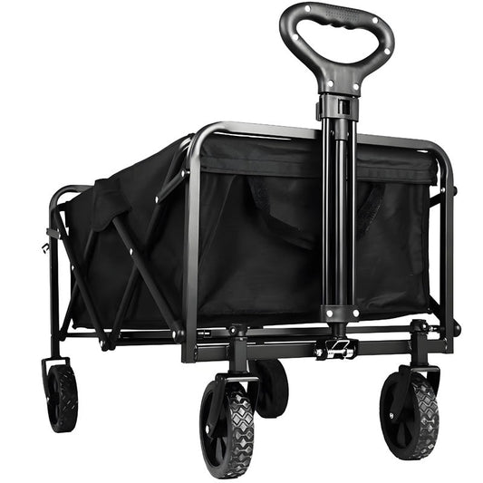 Heavy Duty Large Capacity Folding Wagon Shopping Beach Garden Pull Trolley Collapsible Folding Outdoor Portable Utility Cart - Homevor